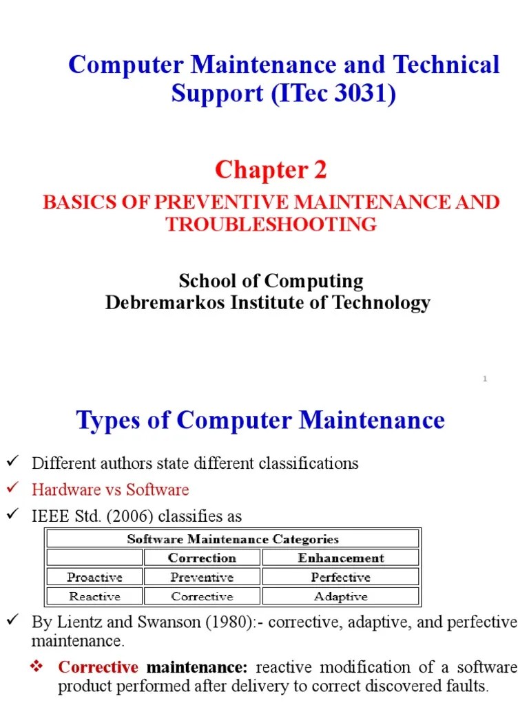 Maintenance Chapter 2 Preventive | PDF | Troubleshooting | Bios