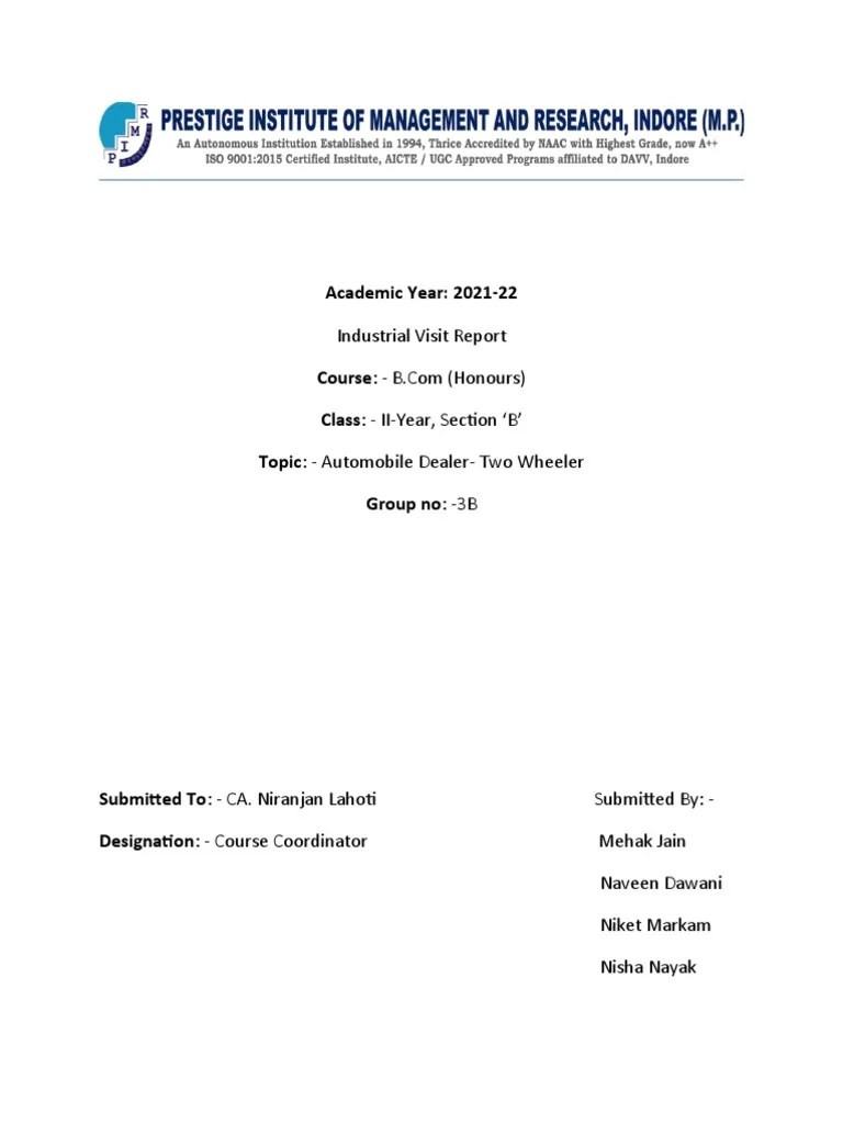 Industrial Visit | PDF | Brand | Economies