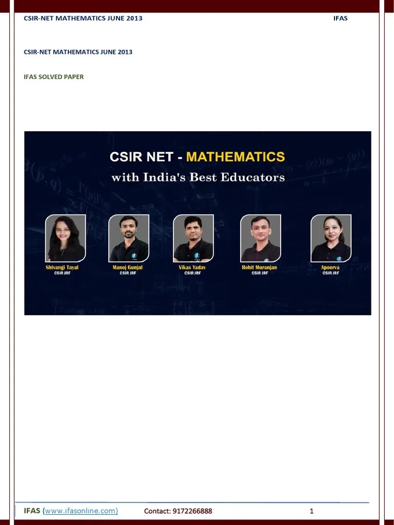 Csir-Net Mathematics June 2013 | PDF | Teaching Methods & Materials | Art