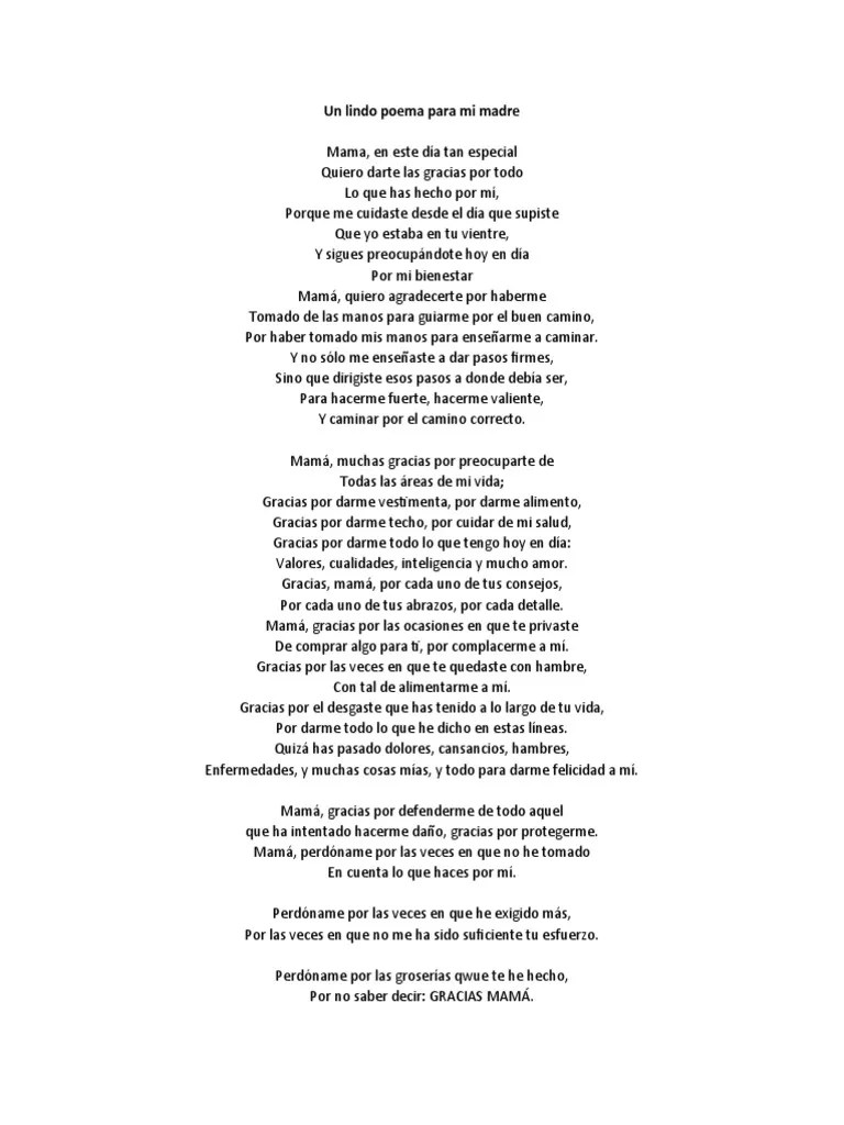 Un Lindo Poema Para Mi Madre | PDF
