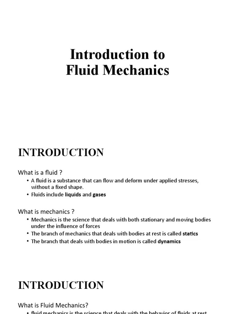 Introduction To Fluid Mechanics | PDF | Fluid Dynamics | Fluid Mechanics