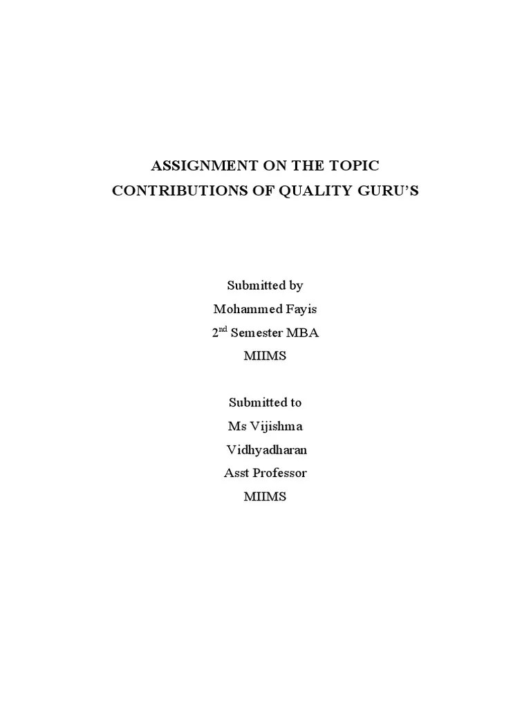 Quality Gurus And Their Contribution | Download Free PDF | Lean ...