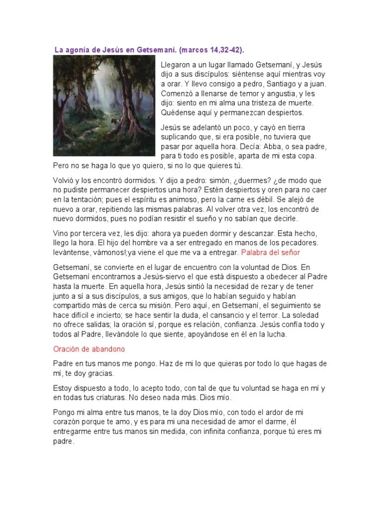 La Agonia De Jesus En Getsemani | PDF | Oración | Jesús