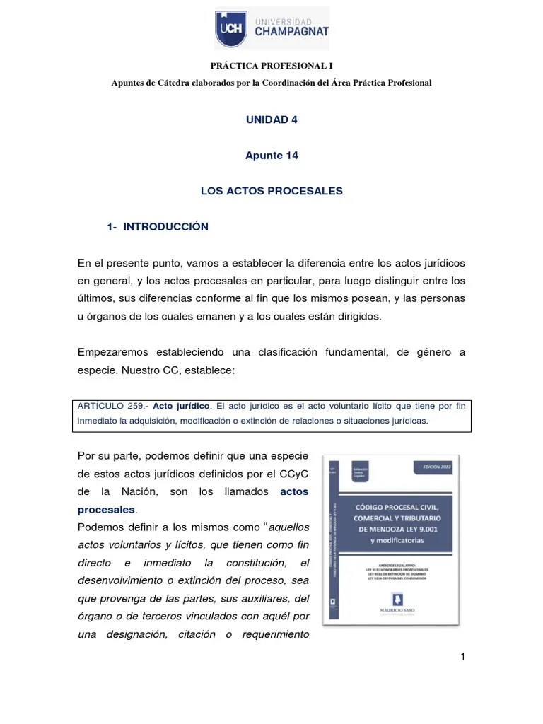 Apunte 14. Unidad 4. Los Actos Procesales | PDF | Sentencia (ley) | Ley ...