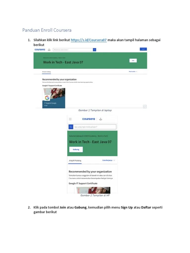 Panduan Enroll Coursera - Aguna Course | PDF