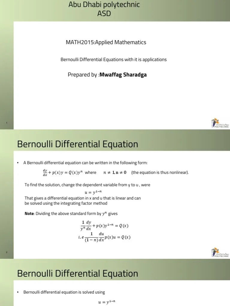 MATH2015-5A-M-Bernoulli Differential Equations | PDF | Differential Equations | Ordinary ...