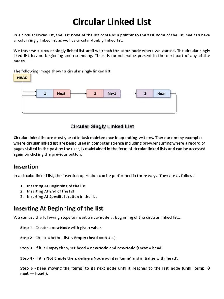 Circular Linked List | PDF