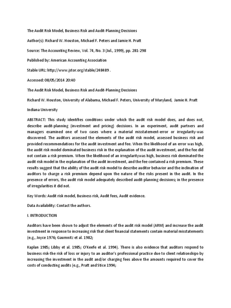 The Audit Risk Model | PDF