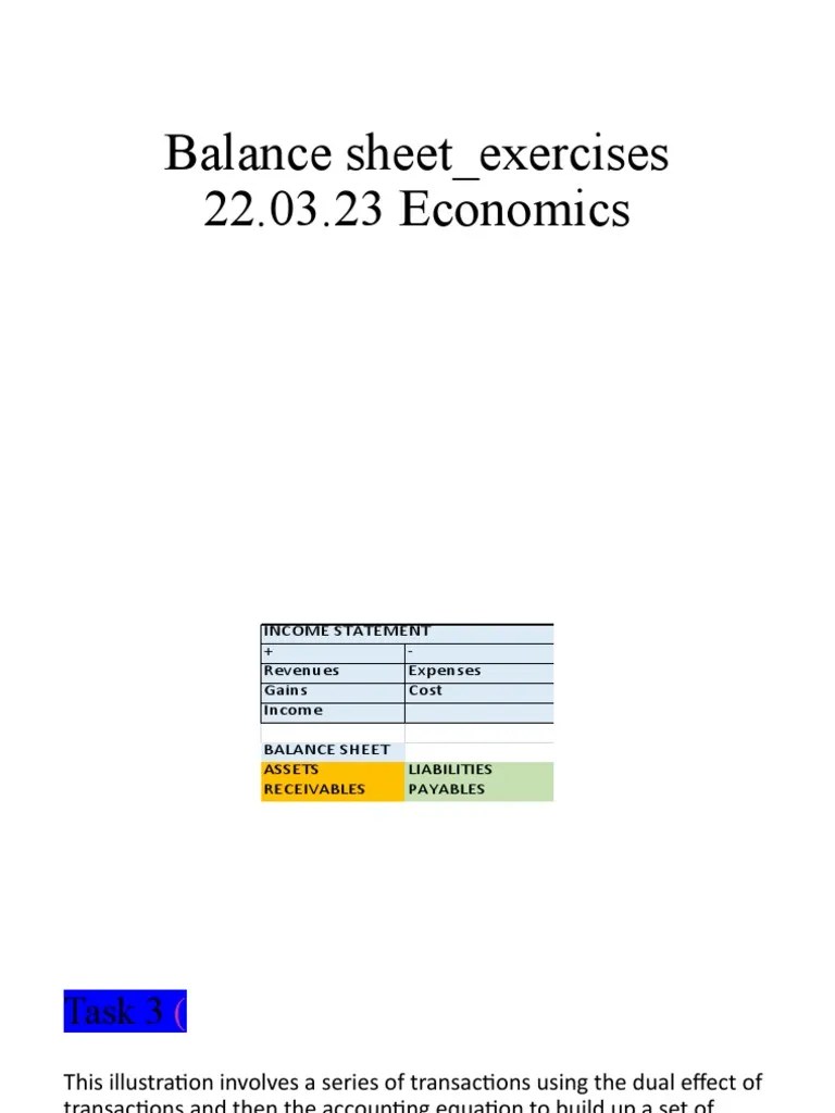 Balance Sheet - Exercises 22 | PDF | Balance Sheet | Equity (Finance)