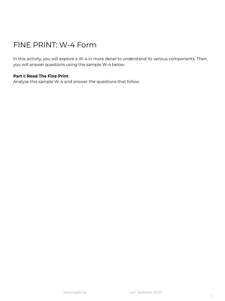 2023 FINE PRINT - W-4 Form | PDF