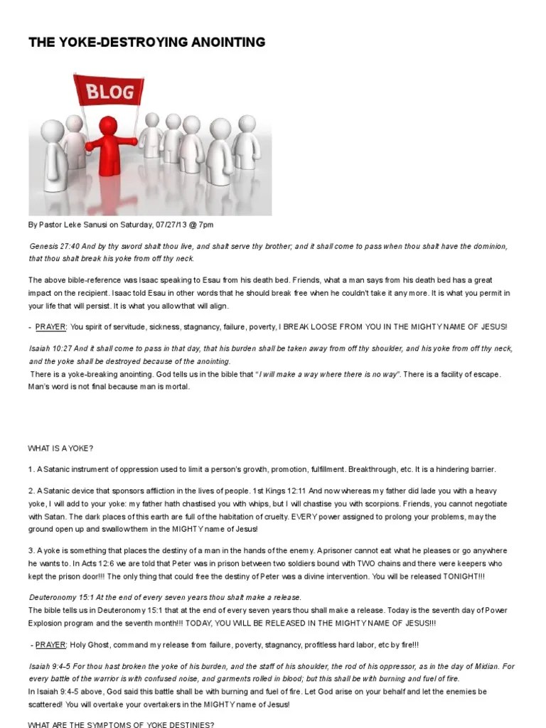 The Yoke-Destroying Anointing | PDF | David | Books Of Kings