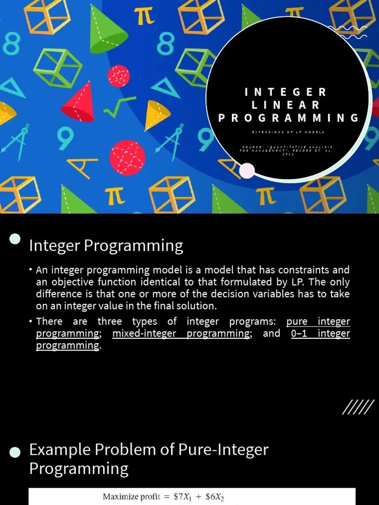 Lesson 1 Integer Linear Programming | PDF | Linear Programming ...
