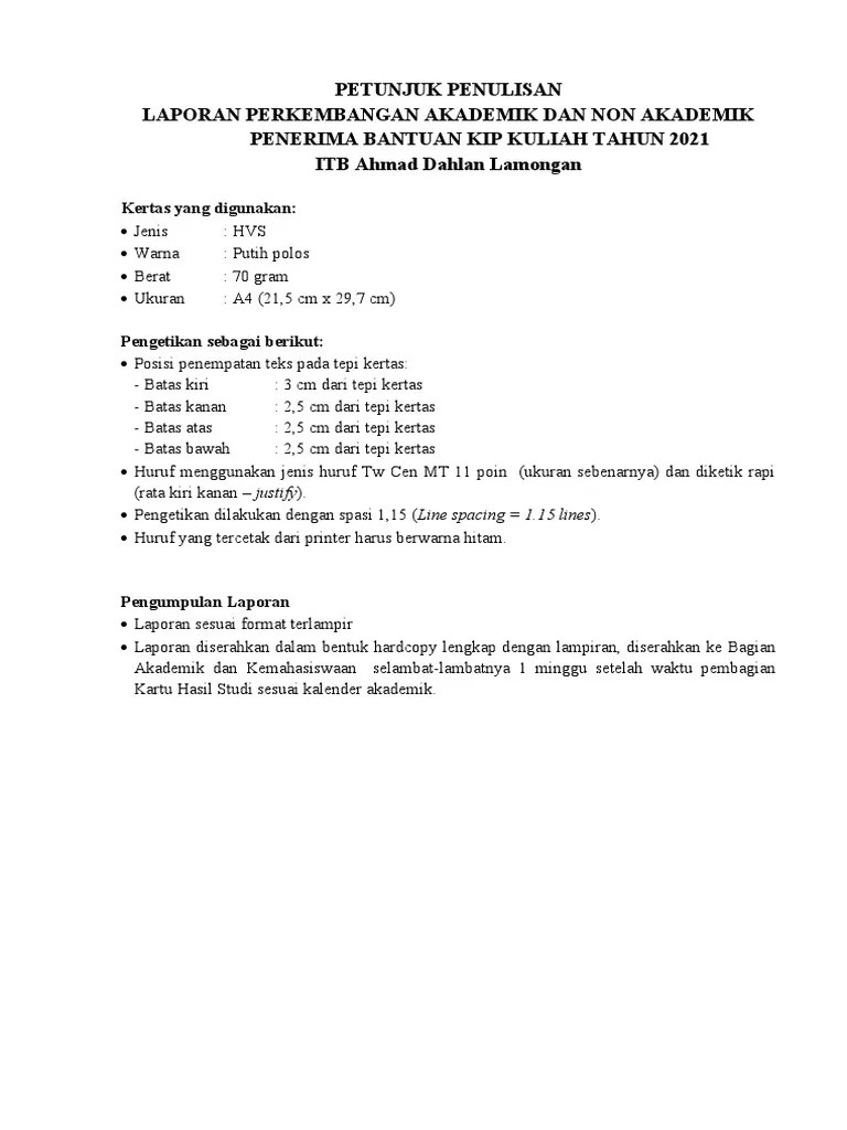 Laporan Perkembangan Akademik Dan Non Akademik 2021 | PDF