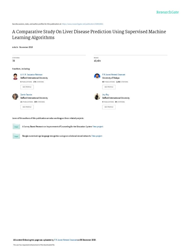 A Comparative Study On Liver Disease Prediction Using Supervised ...