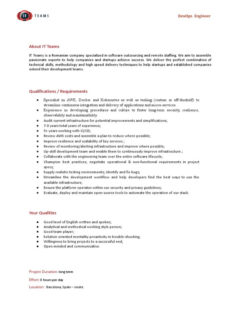 ITT JD - DevOps Engineer - M. | PDF