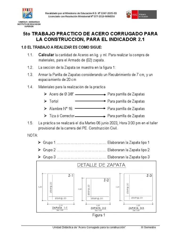Practica Calificada De Acero Corrugado Indicador 2.1 OK | PDF | Hierro