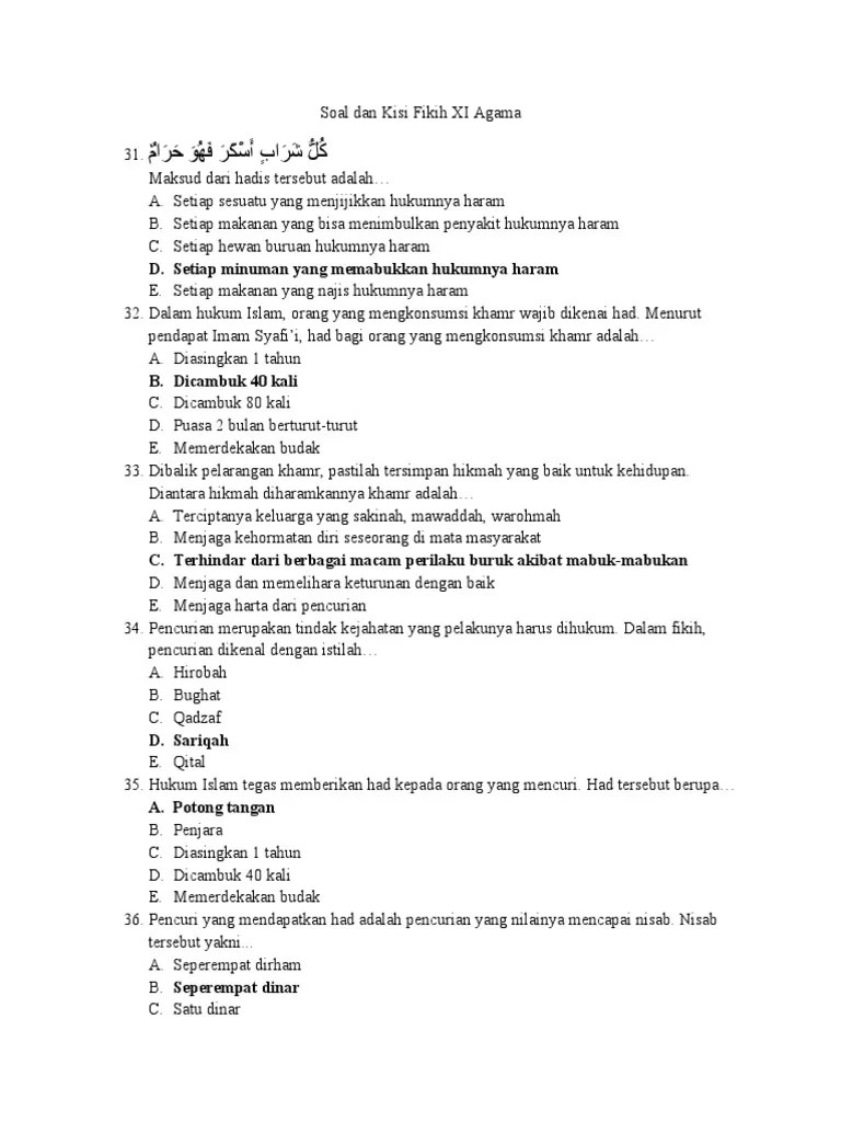 Soal Dan Kisi Fikih XI Agama | PDF