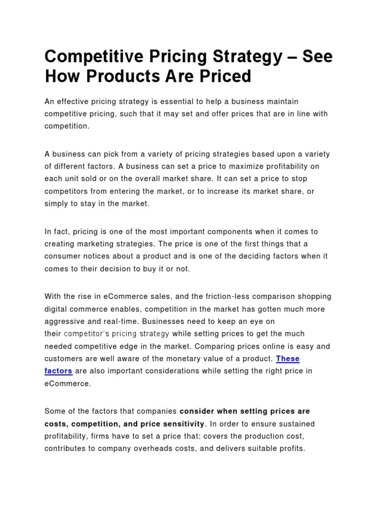 Competitive Pricing Strategy | PDF | Pricing | Profit (Economics)