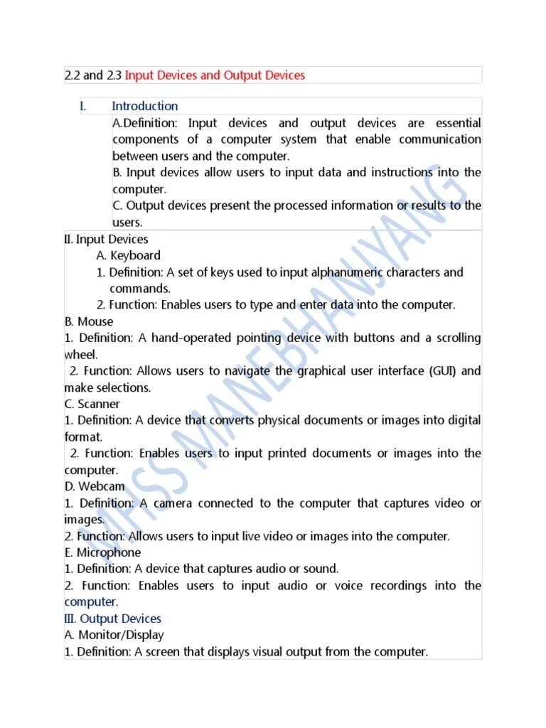 2.2 Input And Output Device | PDF | Central Processing Unit | Input/Output