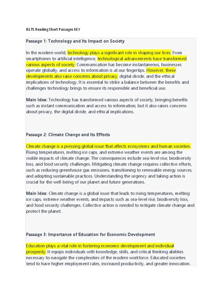 IELTS Reading 5 Short Passages KEY | PDF