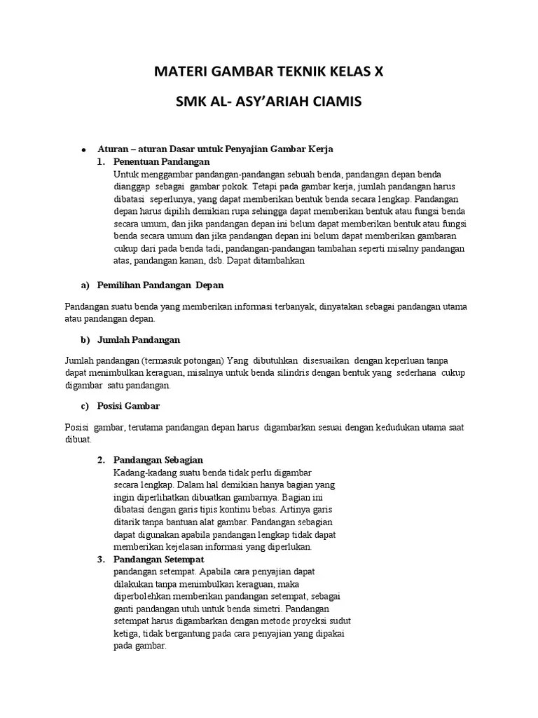 Materi Gambar Teknik Kelas X | PDF
