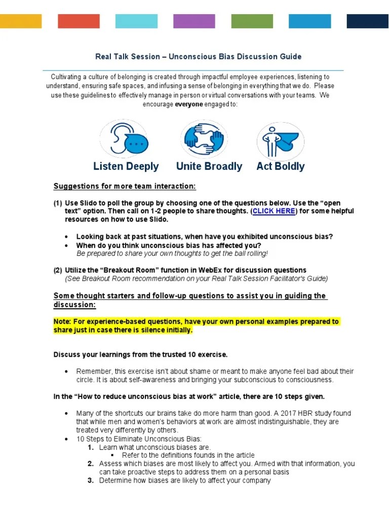 3 - Unconscious Bias Discussion Guide | PDF