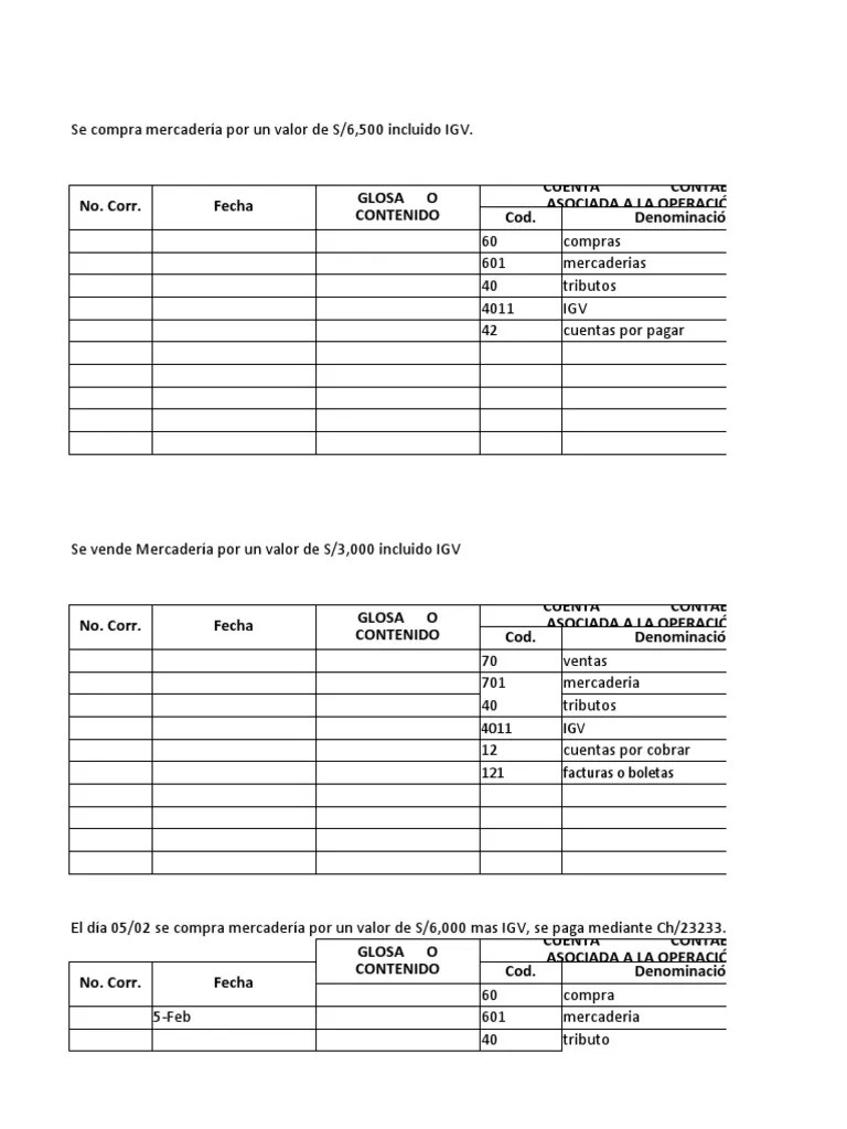 Casos Practicos De Asientos Contables De Compra Y Venta | PDF