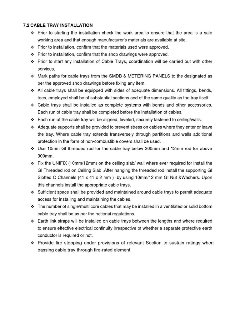 Installation Of Cable Tray Trunking | PDF | Electricity | Building Materials