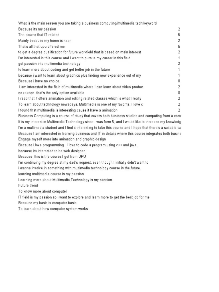 Open-Ended Question Example (Responses) | PDF