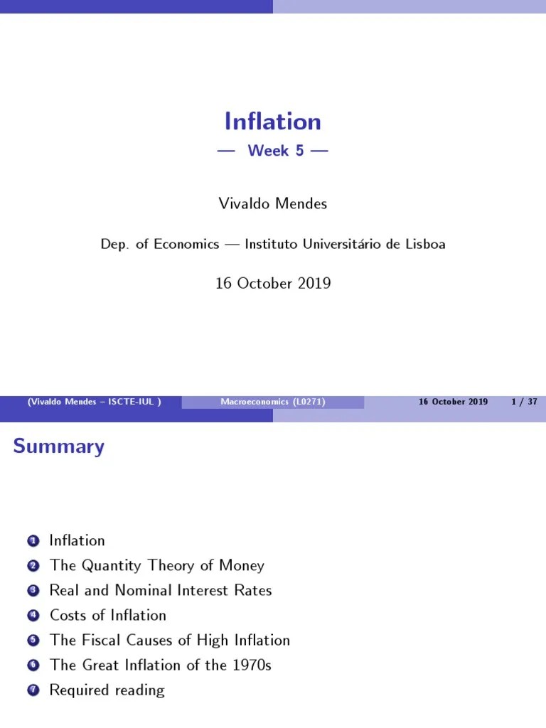 Chapter 8. Inflation | PDF | Money Supply | Quantity Theory Of Money