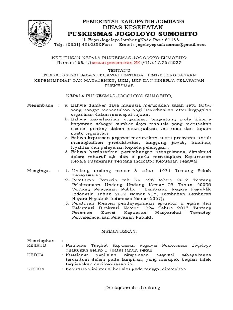 SK Indikator Kepuasan Pegawai | PDF