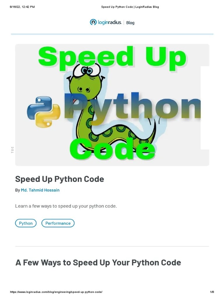 Speed Up Python Code - LoginRadius Blog | PDF | Python (Programming ...