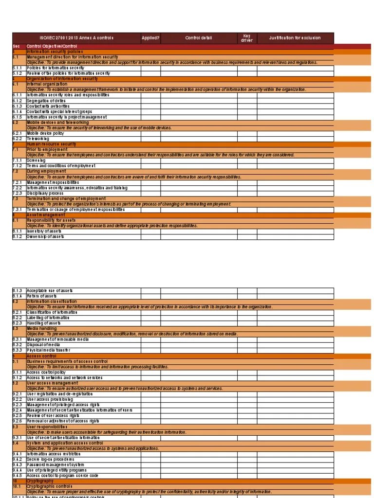 ISO 27001 Statement-of-Applicability | PDF | Information Security ...