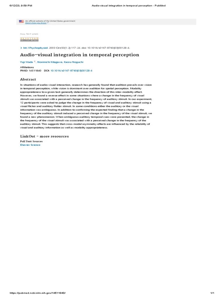 Audio-Visual Integration In Temporal Perception - PubMed | PDF