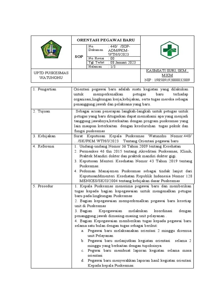 Sop Kegiatan Orientasi 2022 1 | PDF