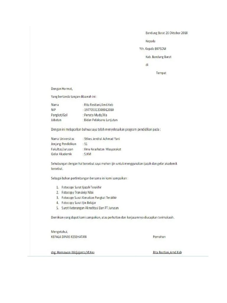 Contoh Permohonan Penyetaraan Ijazah S1 | PDF