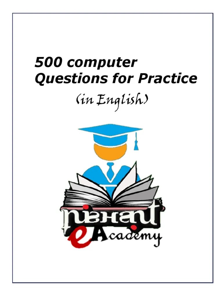 500+ Computer MCQ In English PDF | PDF