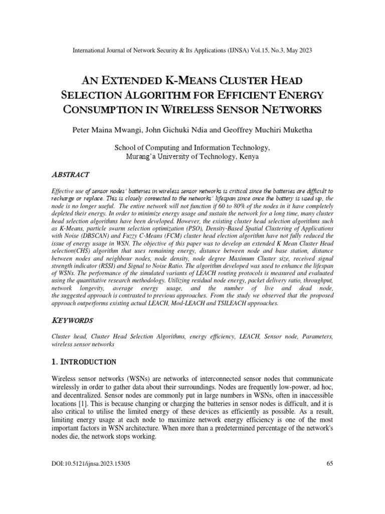 An Extended K-Means Cluster Head Selection Algorithm For Efficient ...