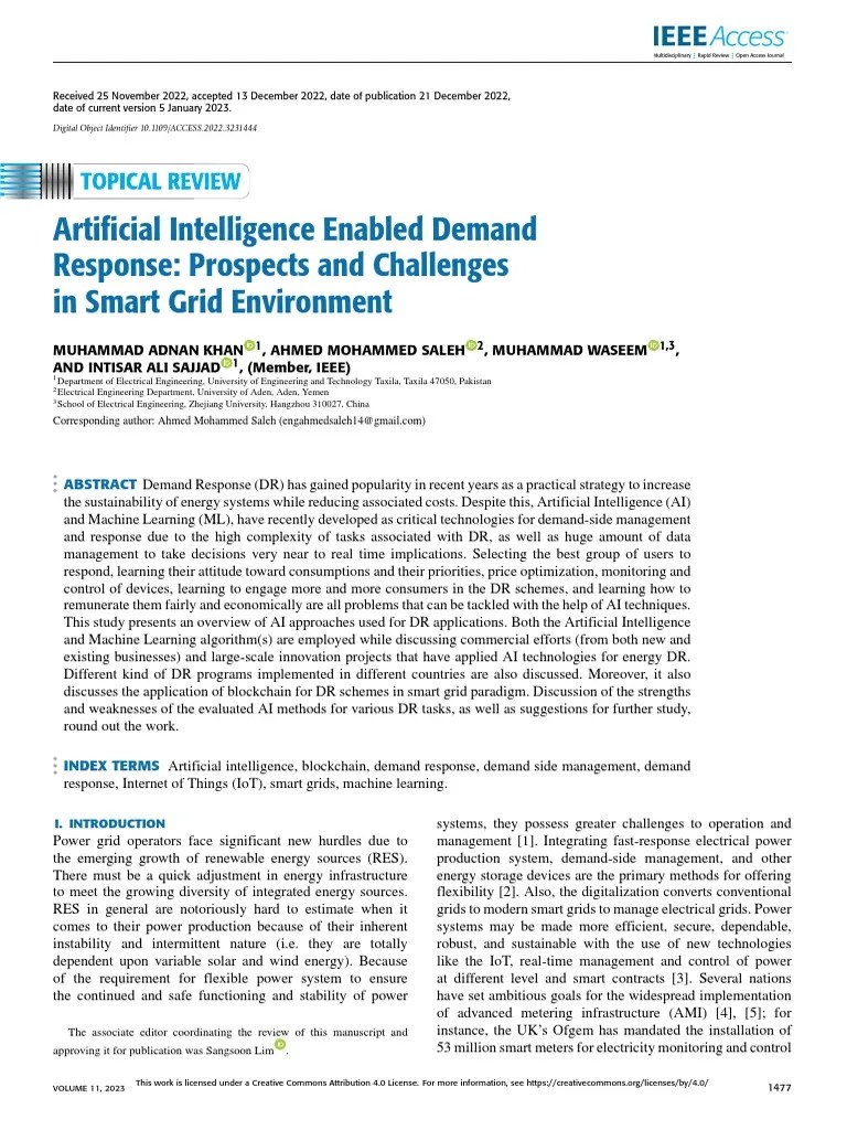 Artificial Intelligence Enabled Demand Response Prospects And ...