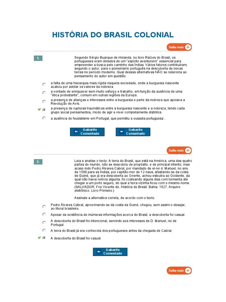 História Do Brasil Colonial | PDF