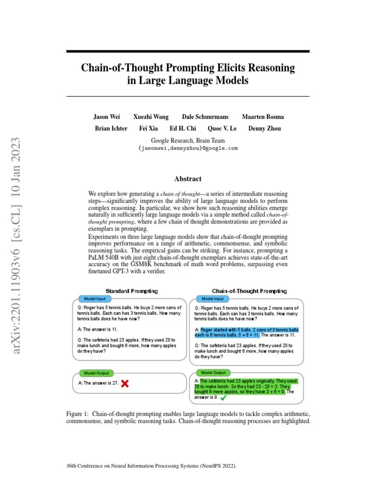 Chain-of-Thought Prompting Elicits Reasoning In LLM | PDF | Thought ...
