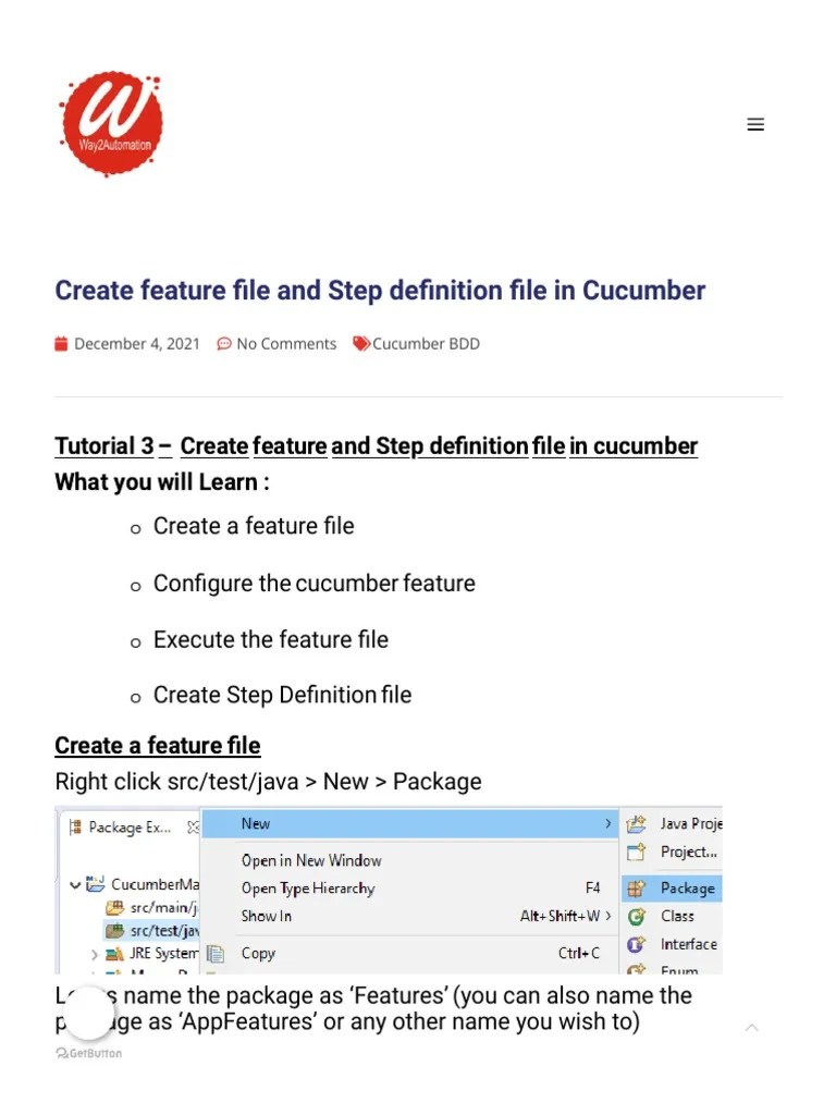 Create Feature File And Step Definition File In Cucumber ...