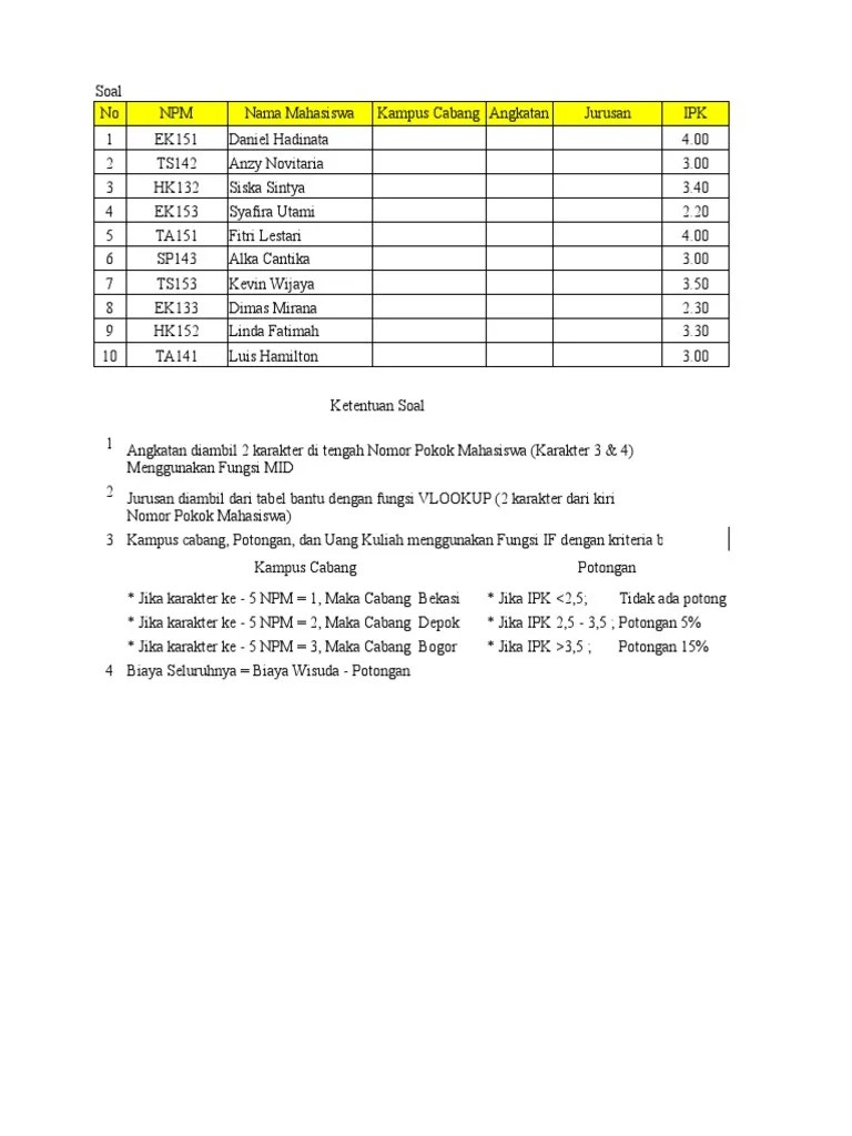 Tes Excel Admin Sekolah 3 | PDF