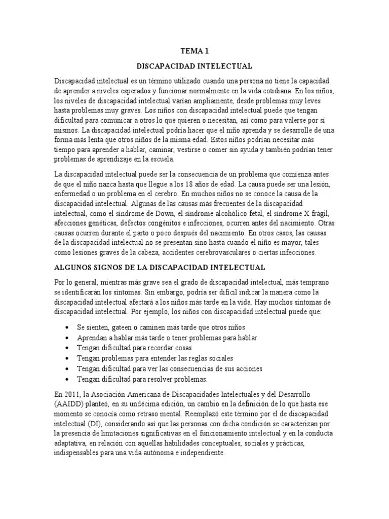Discapacidad Intelectual | PDF | Discapacidad Intelectual | Aprendizaje