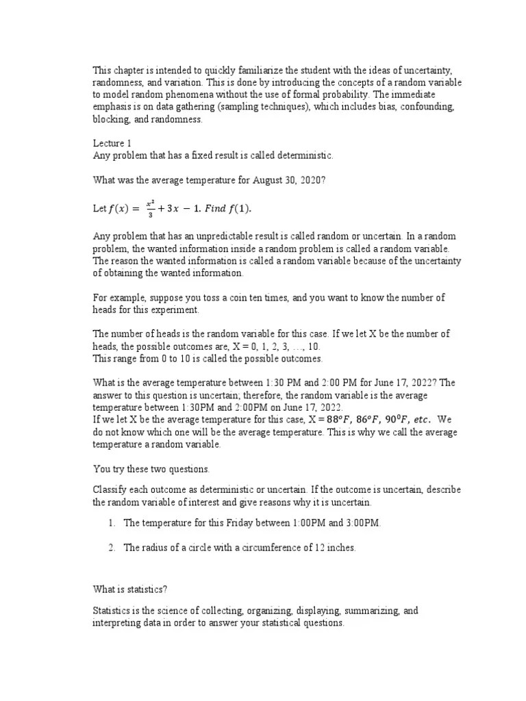 Chapter 1 - Math 63 | Download Free PDF | Level Of Measurement | Sampling (Statistics)