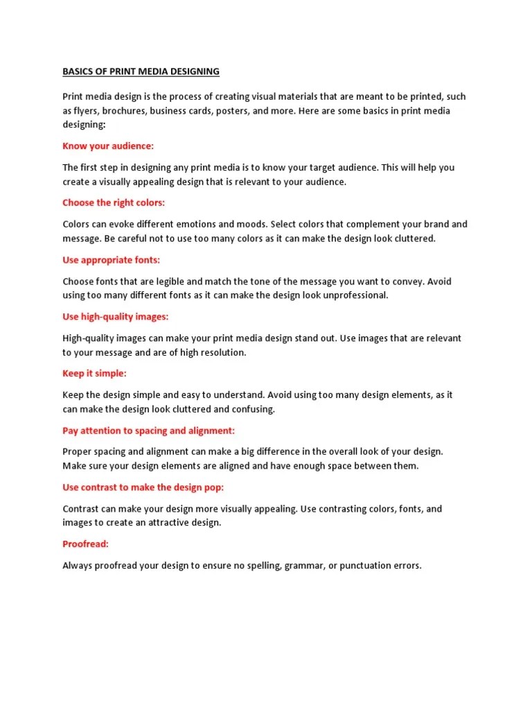 Basics Of Print Media Designing | Download Free PDF | Page Layout ...