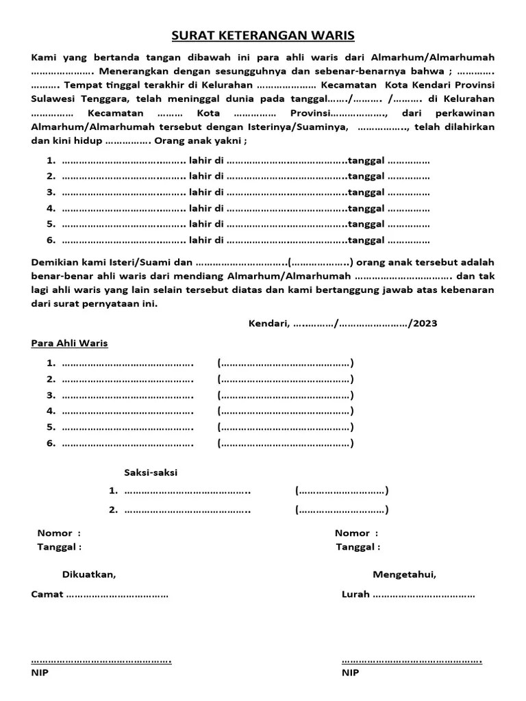 Surat Keterangan Waris | PDF