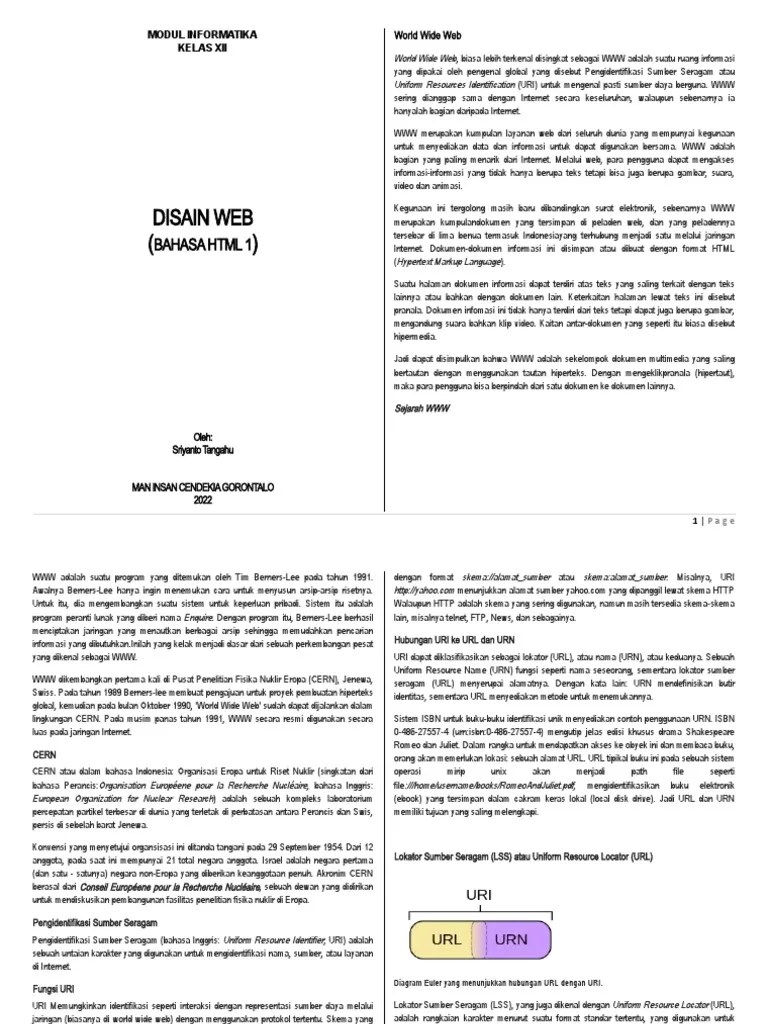 Modul Disain Web & HTML Kelas 12 PENGERTIAN WEB DAN DESAIN WEB (MODUL 1 ...