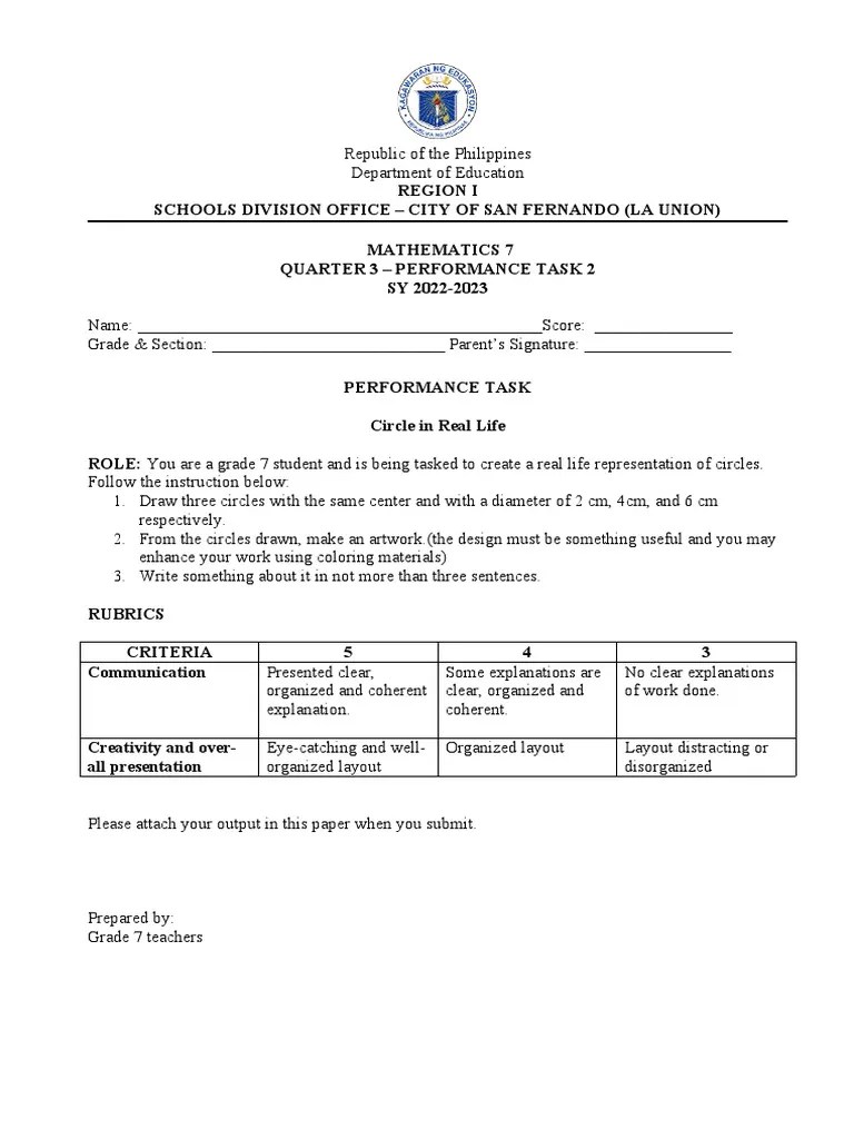 PERFORMANCE-TASK-quarter-3-math-7 (2) | PDF | Mathematics
