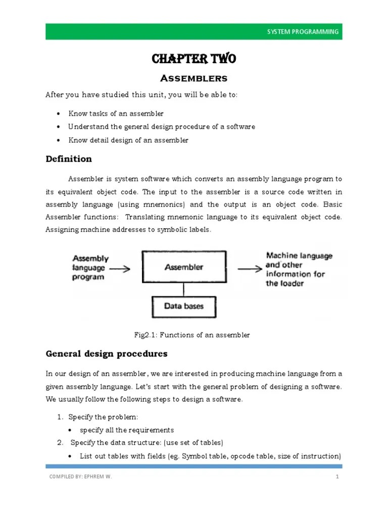 Chapter Two - Assembler | PDF | Assembly Language | Computer Program